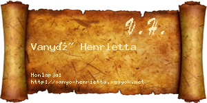 Vanyó Henrietta névjegykártya